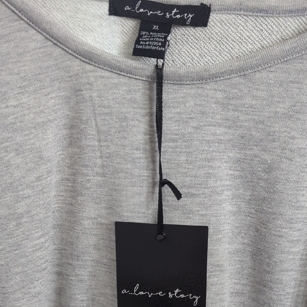 A.L.C. Story Women’s Light Gray Long Sleeve Peplum Top - Picture 2 of 3